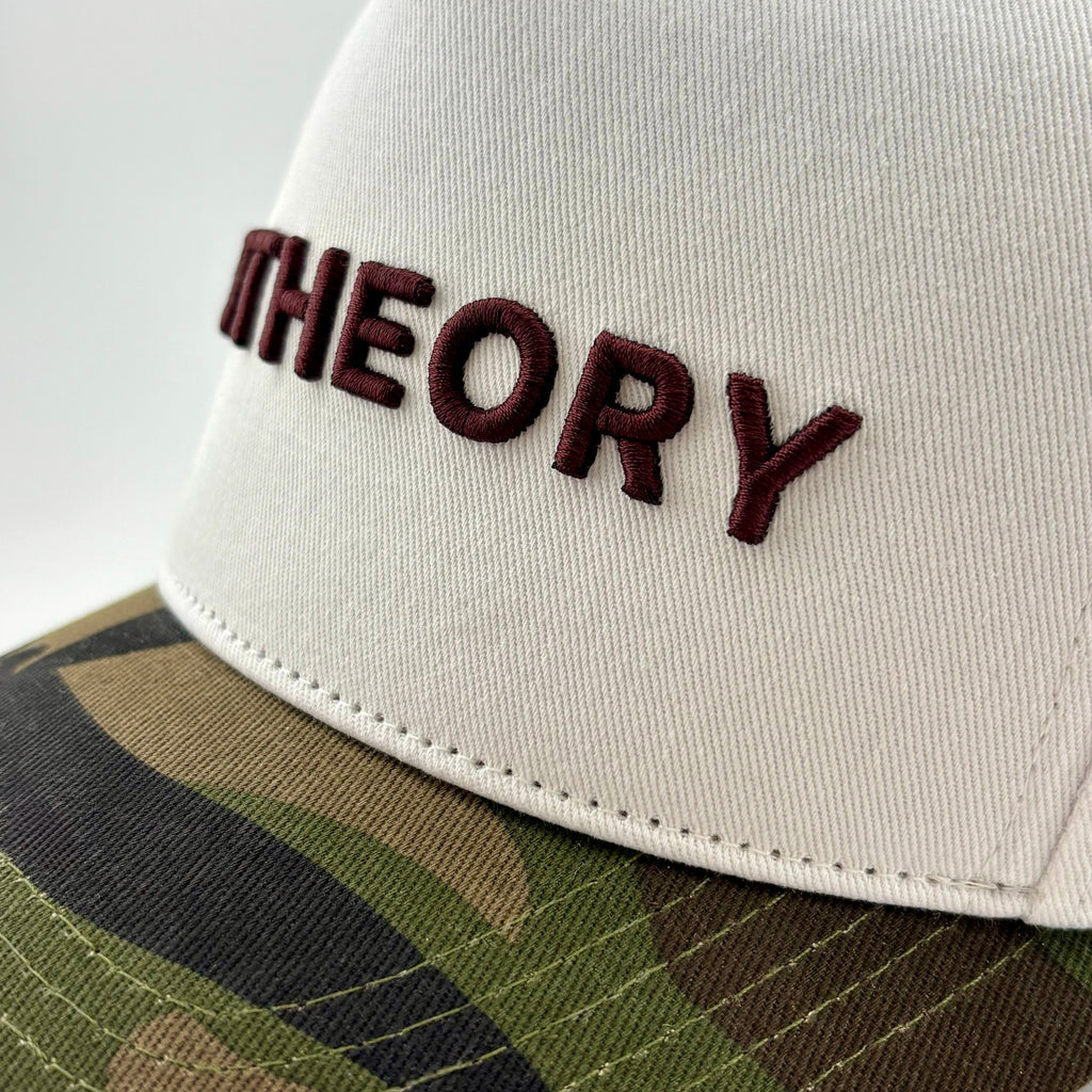 Close-up of embroidered logo on EGOTHEORY Foundation Ridgeline cap